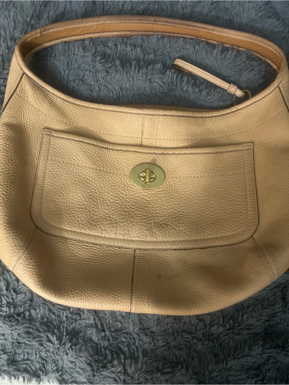 Coach Leather Hobo Shoulder Bag - Cream